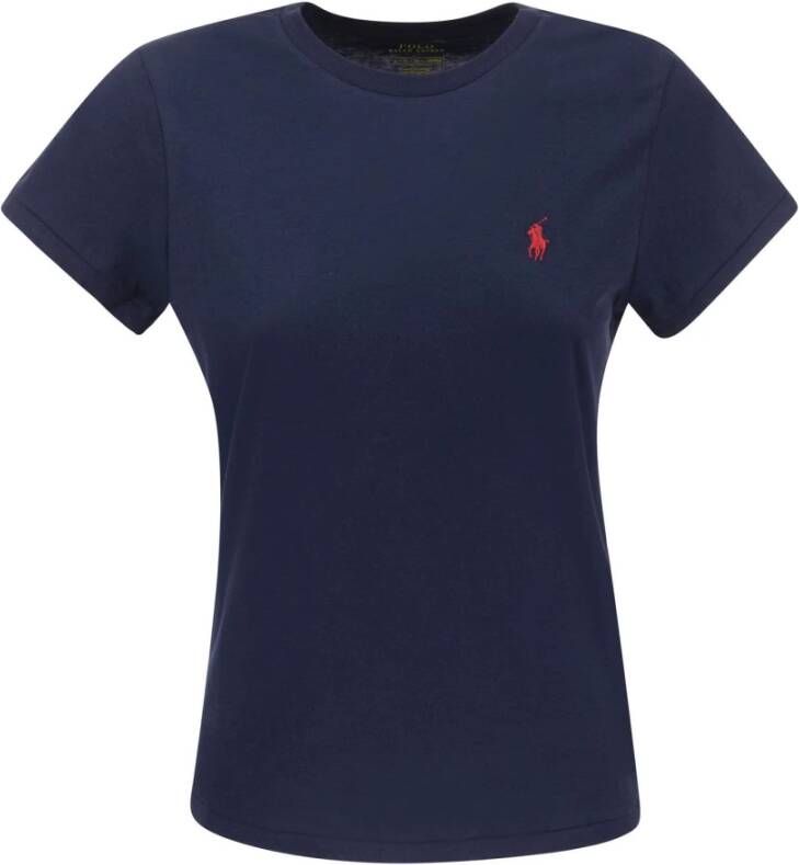 Ralph Lauren Navy Jersey T-Shirt Klassieke stijl voor modebewuste vrouwen Blauw Dames