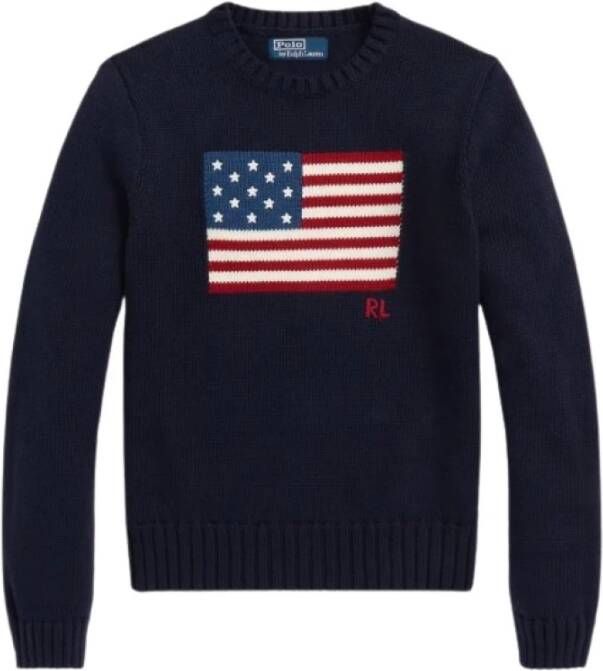 Ralph Lauren Navy Katoenmix Vlag Trui