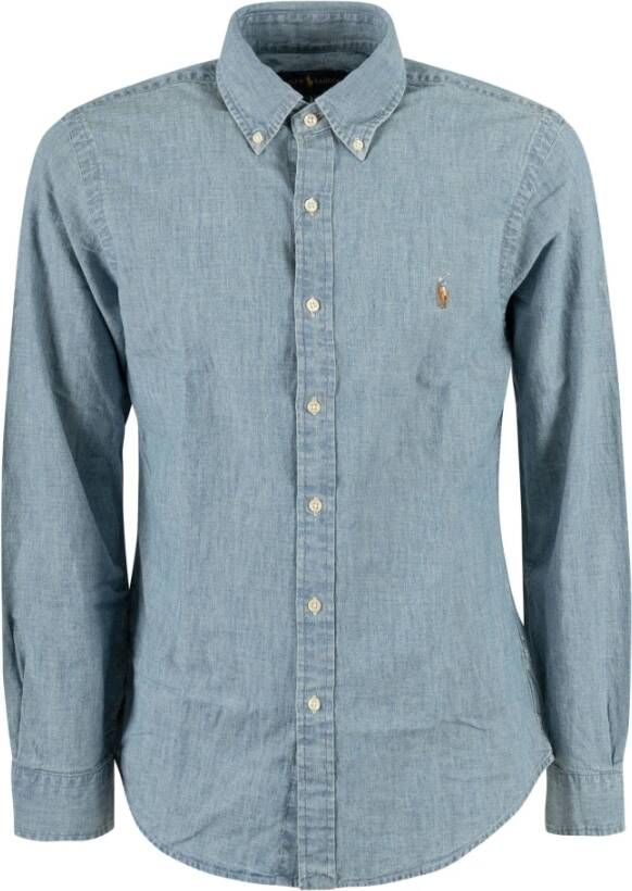 Polo Ralph Lauren Overhemd Lange Mouw CHEMISE AJUSTEE EN CHAMBRAY DENIM COL BOUTONNE LOGO PONY PLAYER - Foto 11