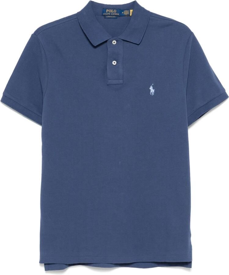 Polo Ralph Lauren Aangepaste Slim Fit Katoen Mesh Polo Blue Heren - Foto 3