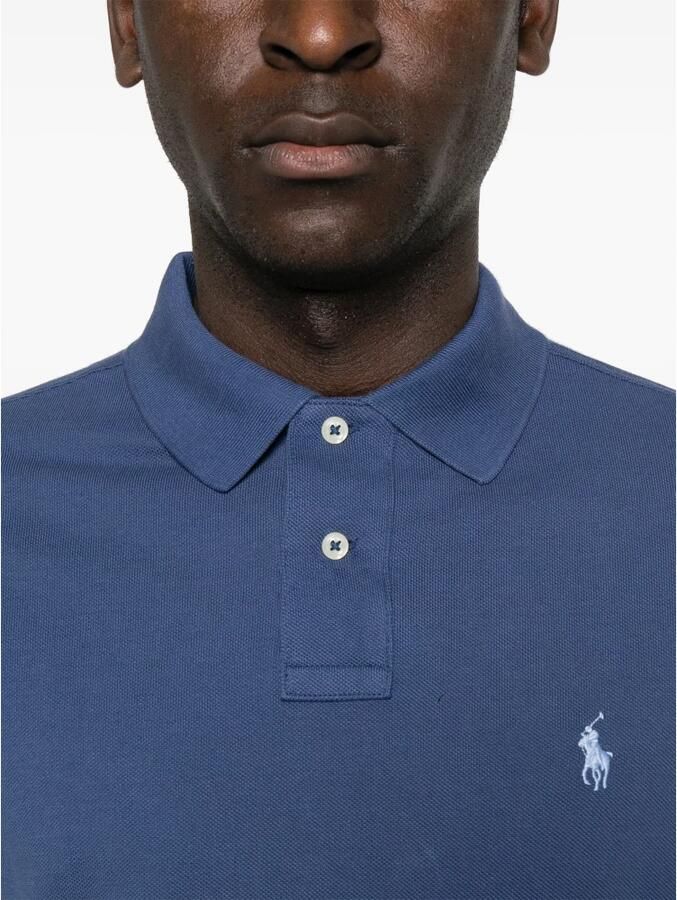 Polo Ralph Lauren Aangepaste Slim Fit Katoen Mesh Polo Blue Heren