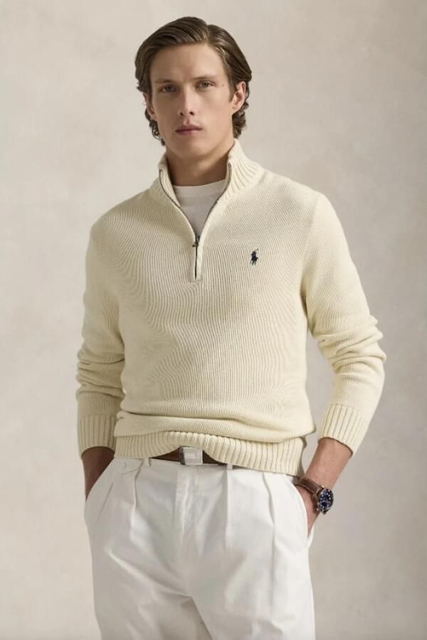 Polo Ralph Lauren Beige Cotton Quarter-Zip Jumper Andover Cream Beige Heren - Foto 3