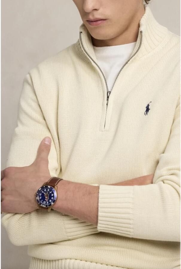 Polo Ralph Lauren Beige Cotton Quarter-Zip Jumper Andover Cream Beige Heren