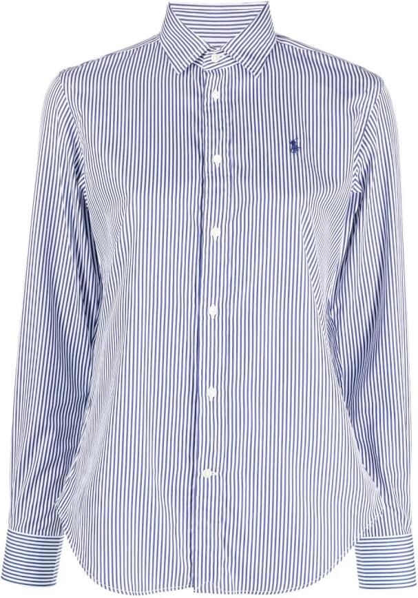 Polo Ralph Lauren Blauwe Katoenen Overhemden met Geborduurd Pony Blue Dames - Foto 5