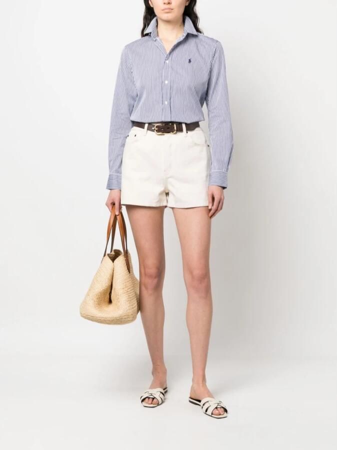 Polo Ralph Lauren Blauwe Katoenen Overhemden met Geborduurd Pony Blue Dames - Foto 4