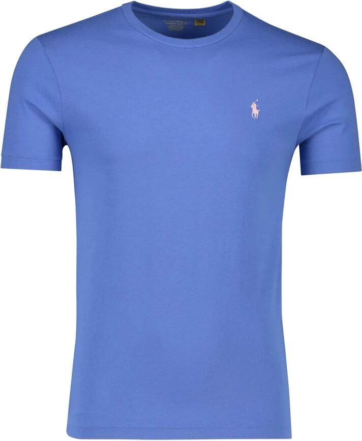 Polo Ralph Lauren Blauwe Crewneck T-shirt met Geborduurde Pony Blue Heren