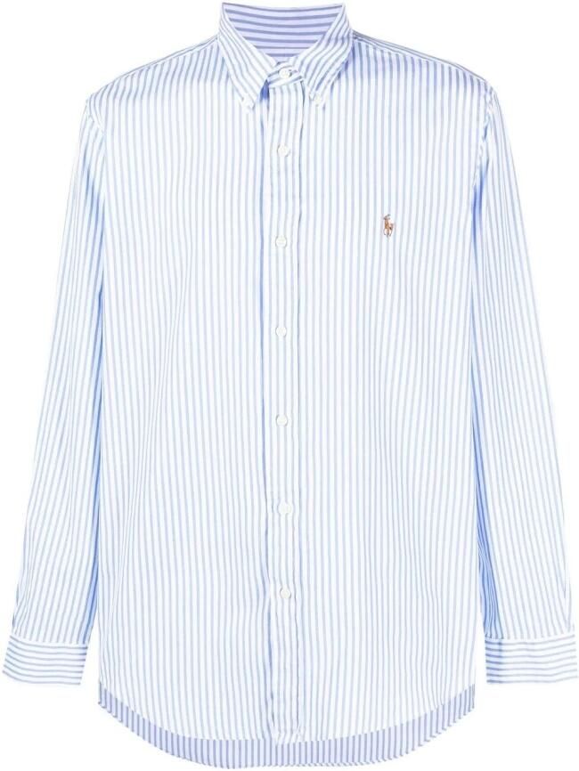 Ralph Lauren Slim Fit Button Down Gestreept Oxford Overhemd Blue Heren - Foto 5