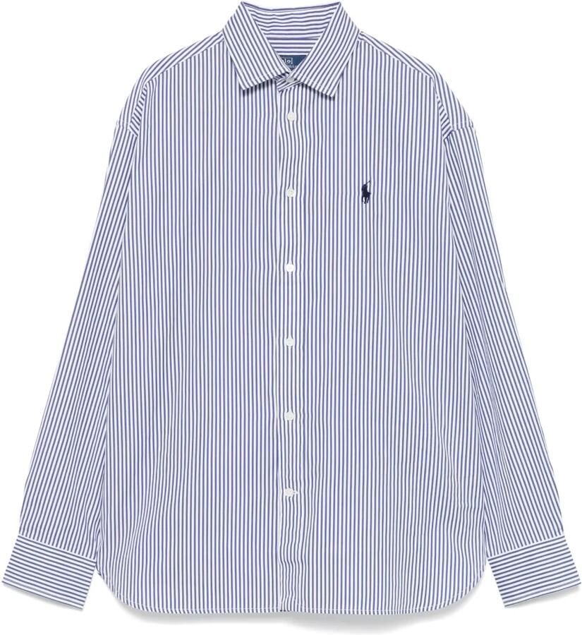 Polo Ralph Lauren Blauw Gestreept Katoenen Shirt Classics Blue Dames - Foto 5