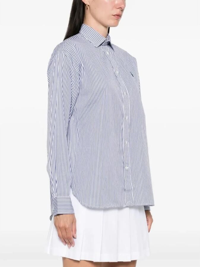 Polo Ralph Lauren Blauw Gestreept Katoenen Shirt Classics Blue Dames - Foto 2