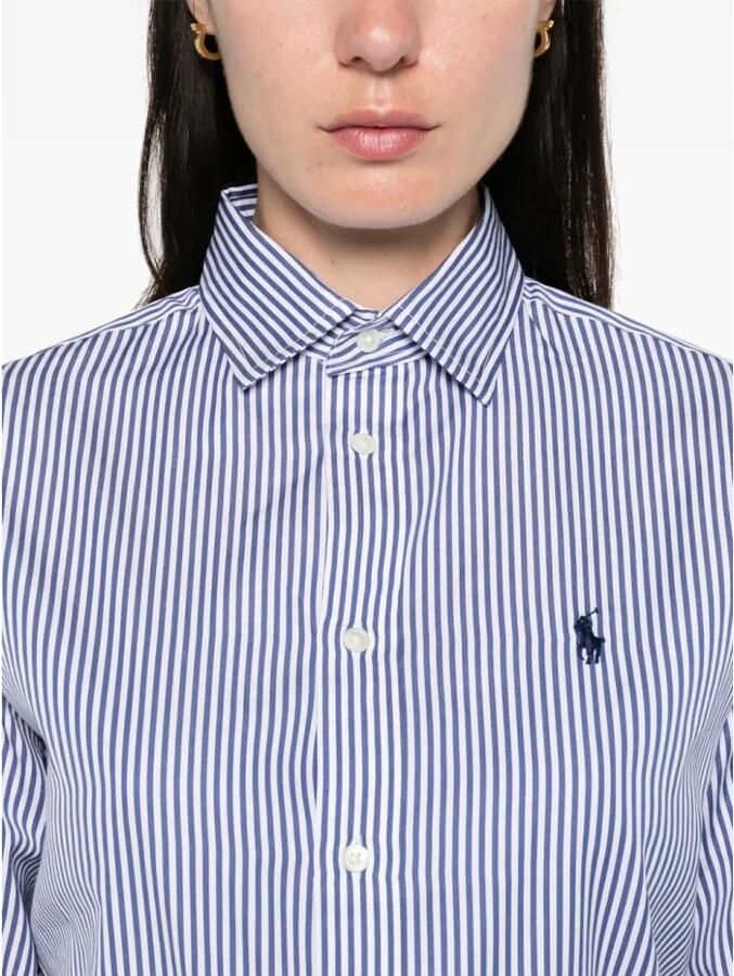 Polo Ralph Lauren Blauw Gestreept Katoenen Shirt Classics Blue Dames