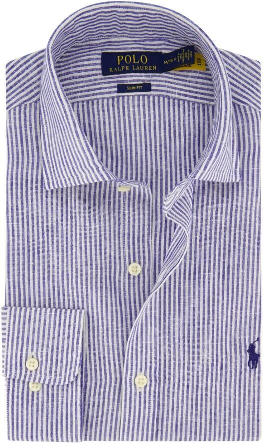 Ralph Lauren Blauw Gestreept Slim Fit Business Overhemd Multicolor Heren
