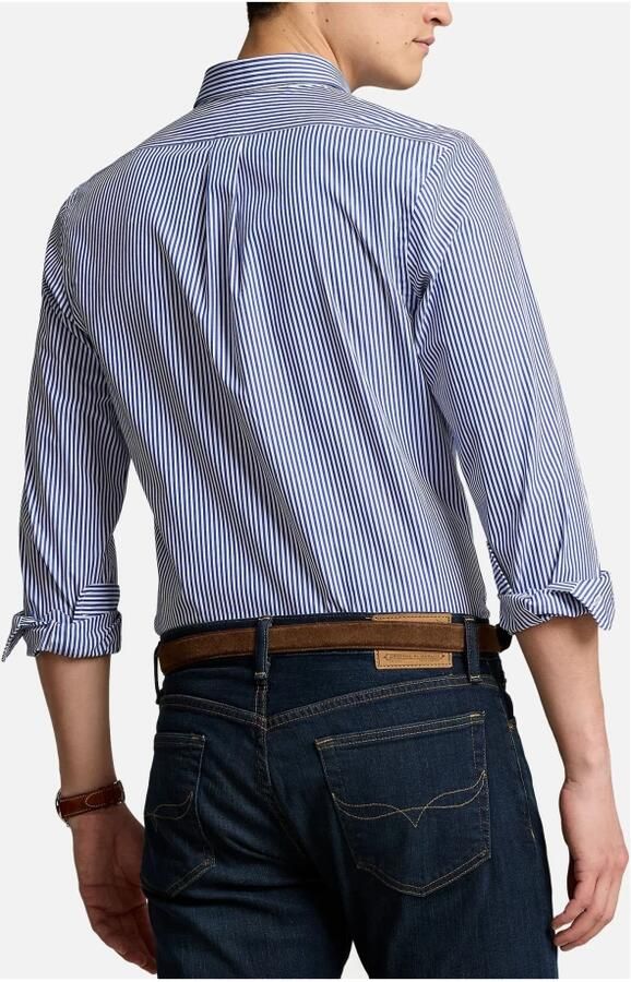 Ralph Lauren Stijlvolle Blauw Witte Hairline Streep Sport Shirt Blauw Heren - Foto 8
