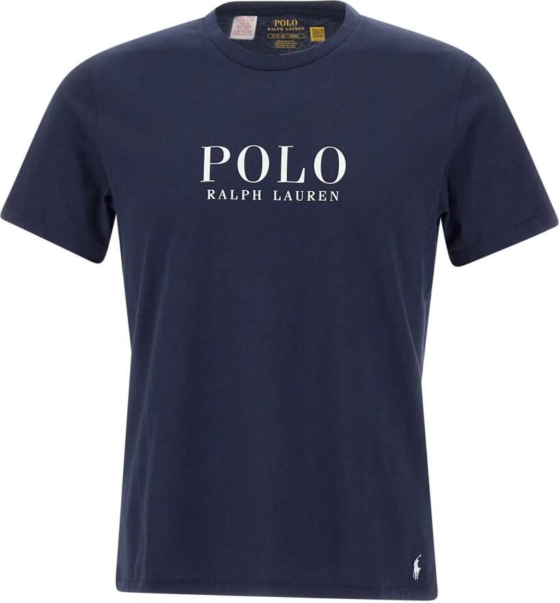 Ralph Lauren Katoenen Crew-neck T-shirt met Bedrukte Letters en Geborduurd Logo Blauw Heren