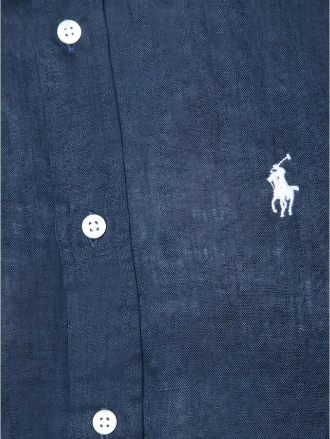 Polo Ralph Lauren Blauw Linnen Overhemd Klassieke Kraag Lange Mouwen Blue Dames - Foto 2