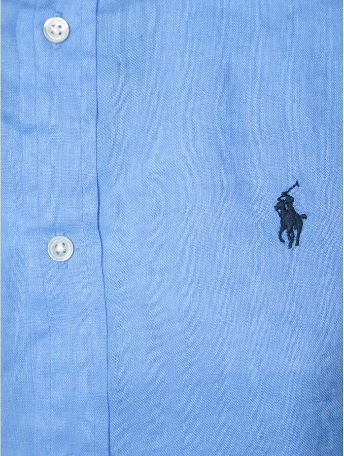Polo Ralph Lauren Heldere Blauwe Linnen Shirt Elegante Pony Borduurwerk Blue Dames - Foto 4