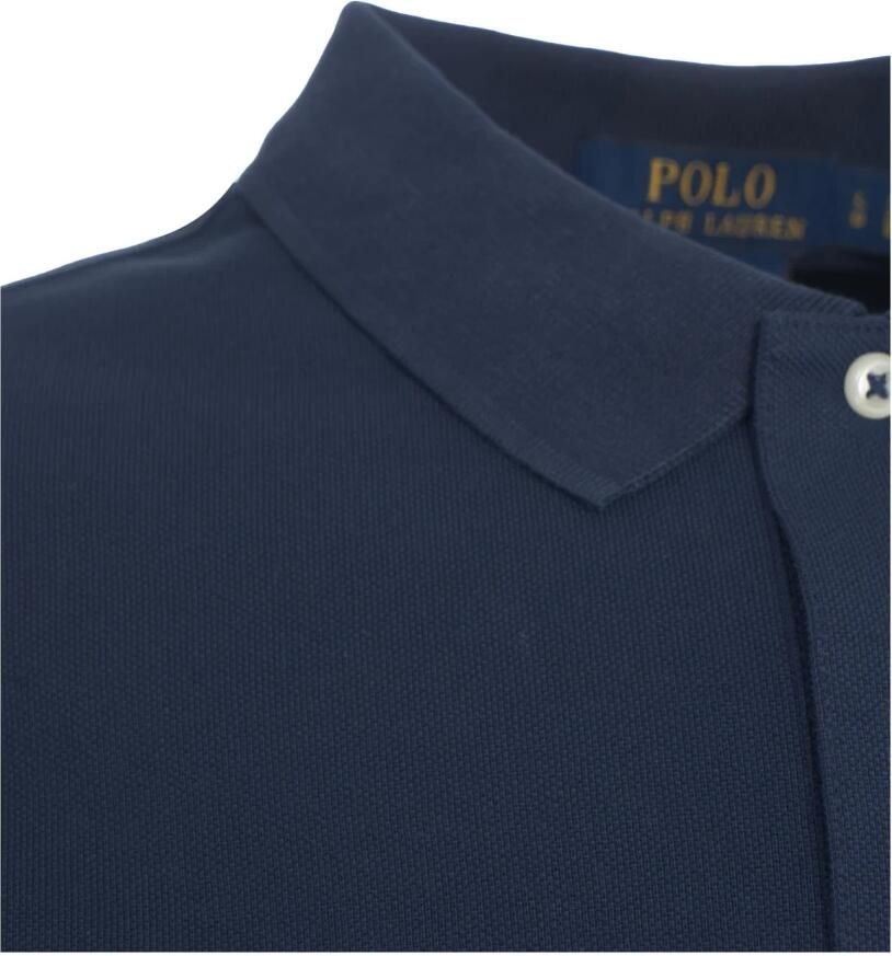 Ralph Lauren Klassieke Donkerblauwe Katoenen Polo met Rood Logo Borduurwerk Blauw Heren