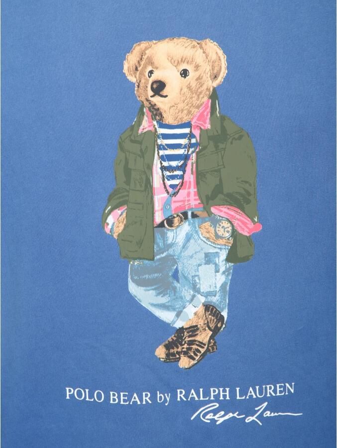 Polo Ralph Lauren Blauw Teddybeerprint T-shirt Blue Heren