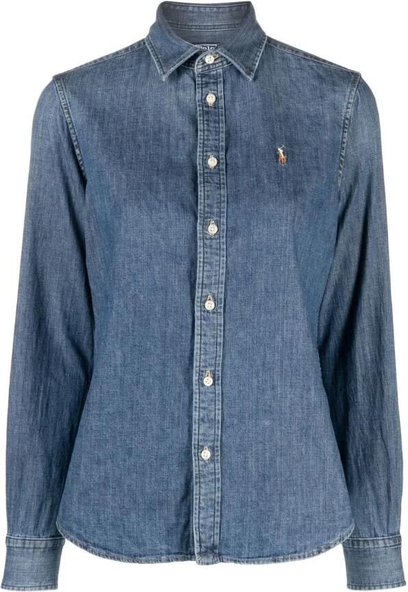 Polo Ralph Lauren Denim Overhemd voor Heren Iconisch Logo Geknoopte Kraag Blue - Foto 9