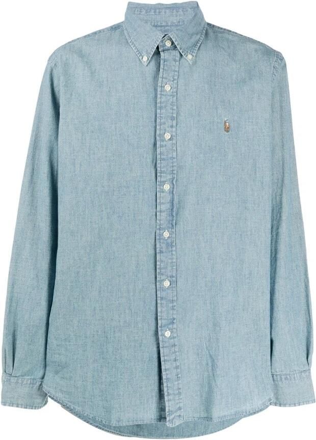 Polo Ralph Lauren Overhemd Lange Mouw CHEMISE AJUSTEE EN CHAMBRAY DENIM COL BOUTONNE LOGO PONY PLAYER - Foto 10