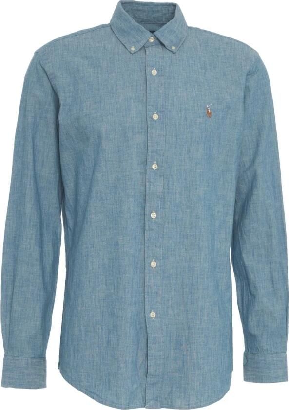 Polo Ralph Lauren Overhemd Lange Mouw CHEMISE AJUSTEE EN CHAMBRAY DENIM COL BOUTONNE LOGO PONY PLAYER - Foto 10