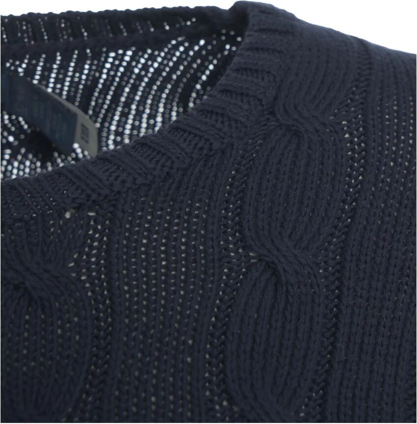 Polo Ralph Lauren Blauwe Kabeltrui Stijlvol Ontwerp Blue Dames