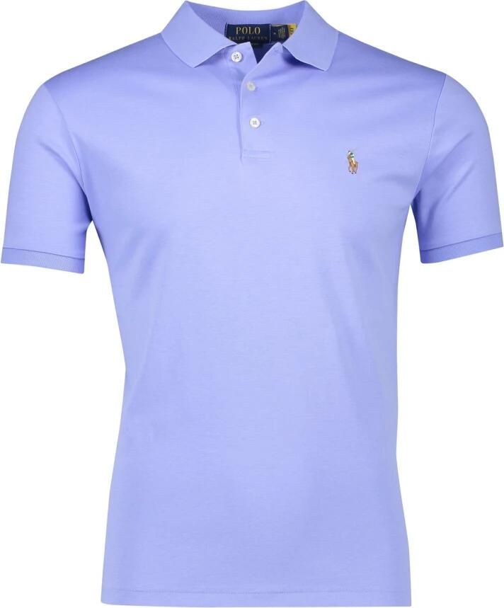 Polo Ralph Lauren casual overhemd korte mouw blauw effen Featherweight Mesh