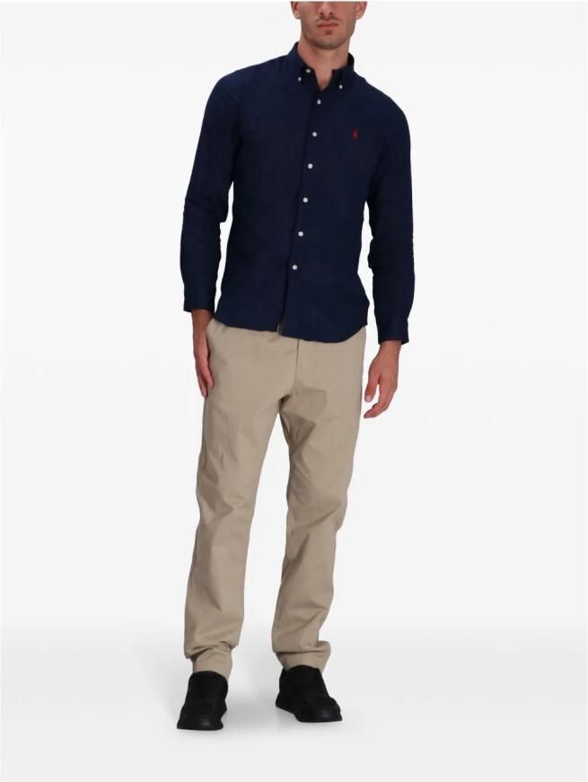 Polo Ralph Lauren Blauw linnen overhemd met rode ponylogo Blue Heren - Foto 6