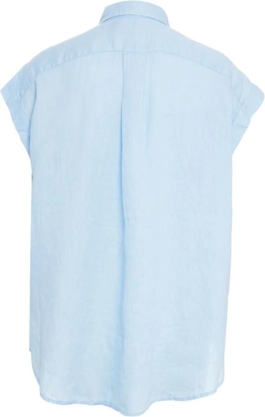 Polo Ralph Lauren Blauwe Linnen Popover Shirt Blue Dames - Foto 3