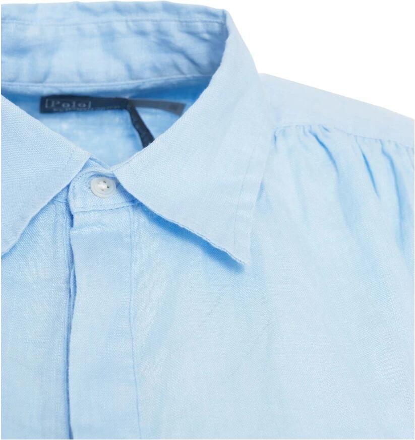 Polo Ralph Lauren Blauwe Linnen Popover Shirt Blue Dames