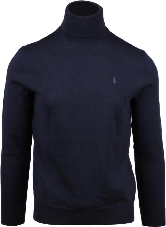 Ralph Lauren Blauwe wollen trui met hoge kraag en geborduurde pony Blue Heren
