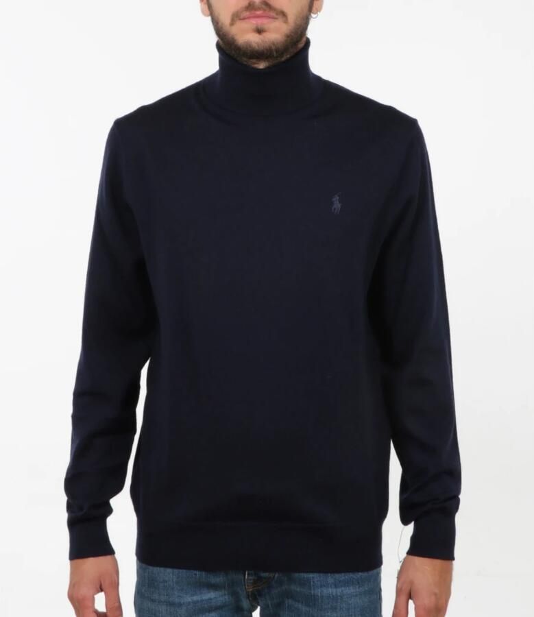 Ralph Lauren Blauwe wollen trui met hoge kraag en geborduurde pony Blue Heren - Foto 4