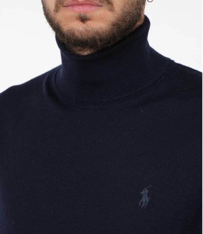 Ralph Lauren Blauwe wollen trui met hoge kraag en geborduurde pony Blue Heren - Foto 3