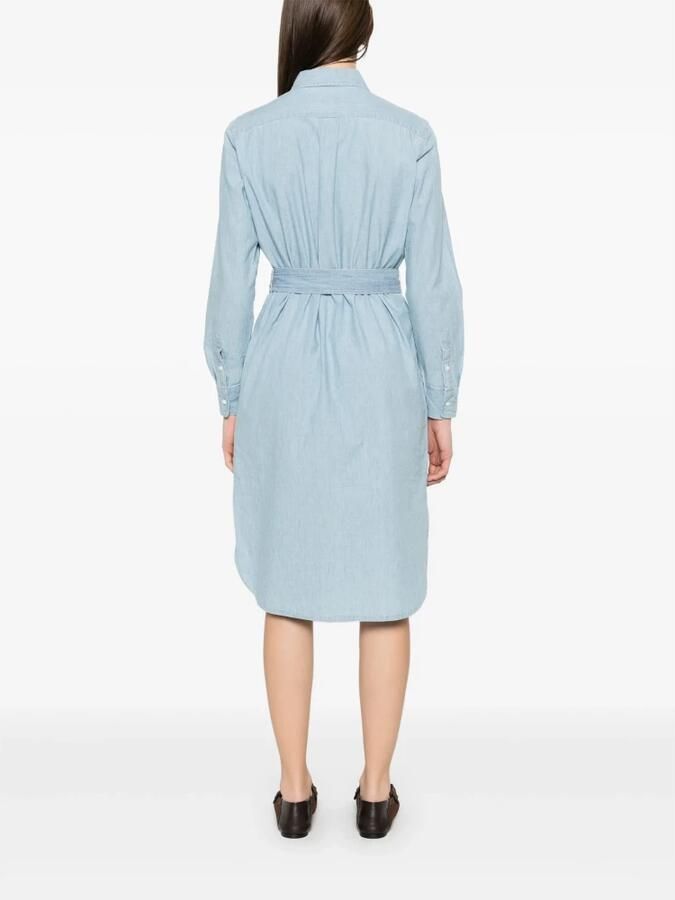 Polo Ralph Lauren Blauwe overhemdjurk met ponyborduursel Blue Dames - Foto 4