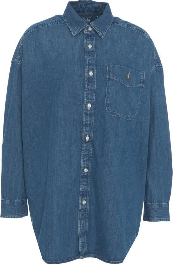 Polo Ralph Lauren Blauwe Oversize Denim Shirt Jas Blue Dames - Foto 4