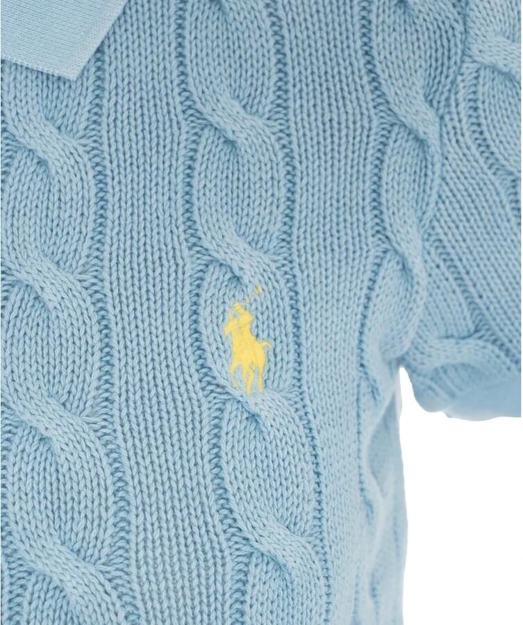 Polo Ralph Lauren Blauwe Cable Knit Polo Shirt Blue Dames