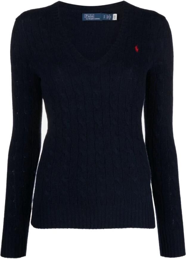 Polo Ralph Lauren Gebreide pullover van een mix van wol en kasjmier met kabelpatroon