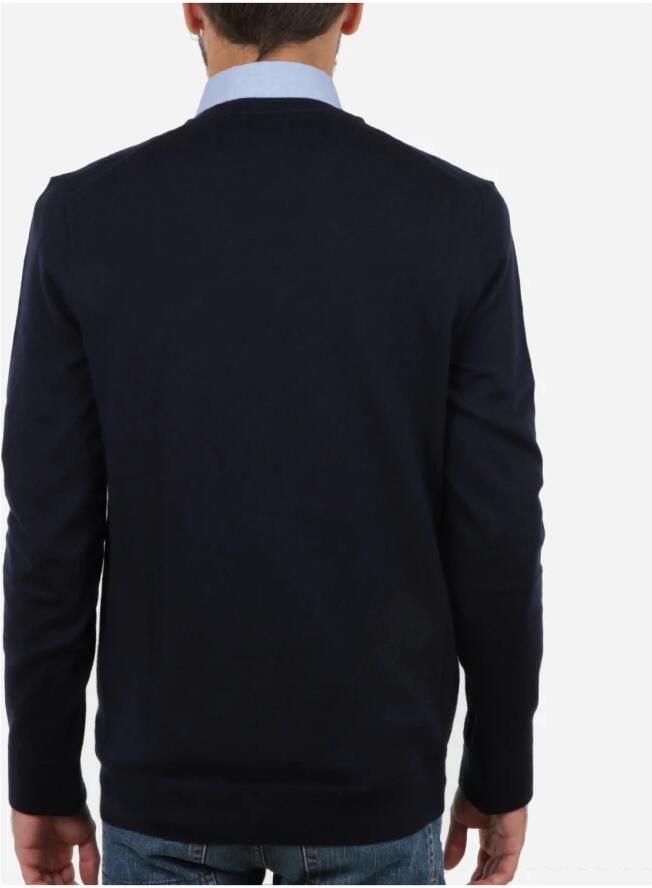 POLO Ralph Lauren fijngebreide wollen slim fit pullover met logo en borduursels hunter navy - Foto 5