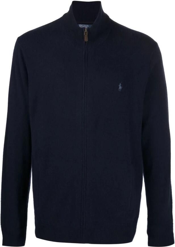 Ralph Lauren Luxe Italiaanse wollen vest met volledige ritssluiting Blauw Heren