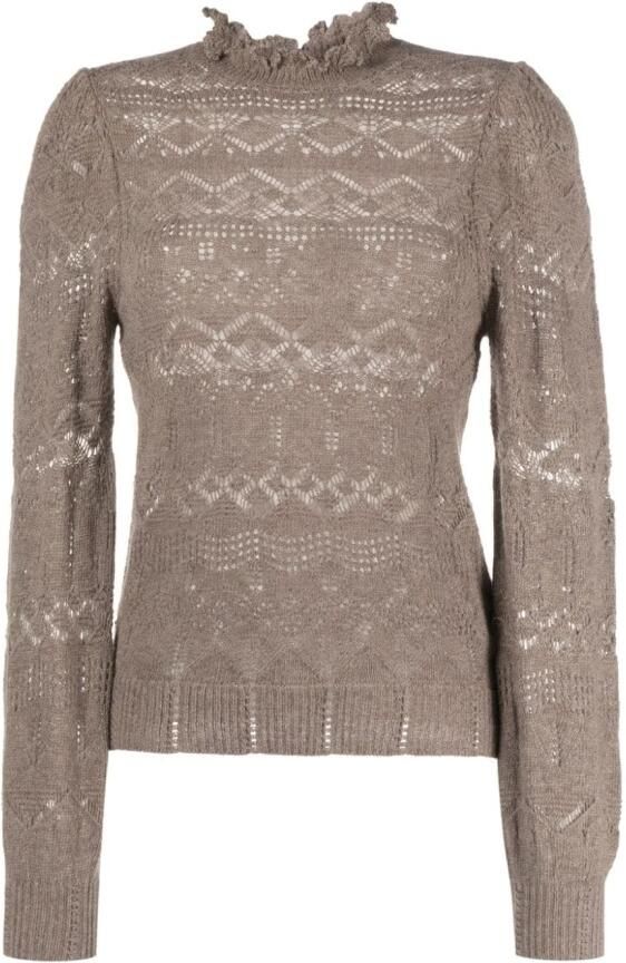 Polo Ralph Lauren Casual Bruin Langemouw Pullover Sweater Brown Dames