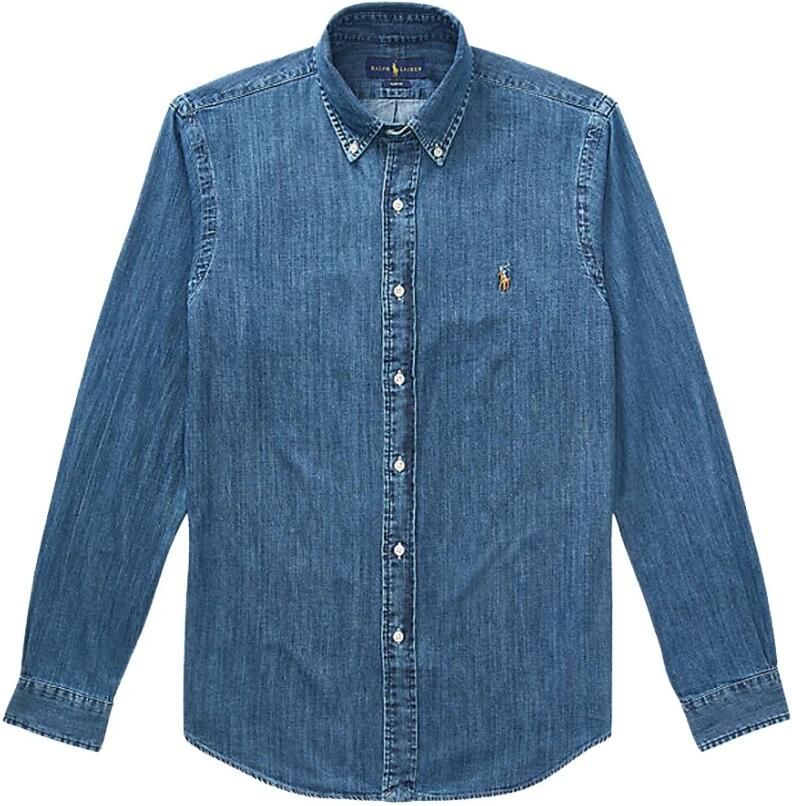 Polo Ralph Lauren Overhemd Lange Mouw CHEMISE CINTREE SLIM FIT EN JEAN DENIM BOUTONNE LOGO PONY PLAYER - Foto 9