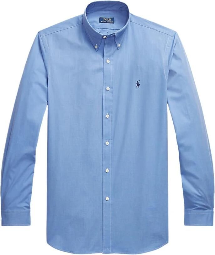 POLO Ralph Lauren slim fit overhemd met logo blue end on end - Foto 4