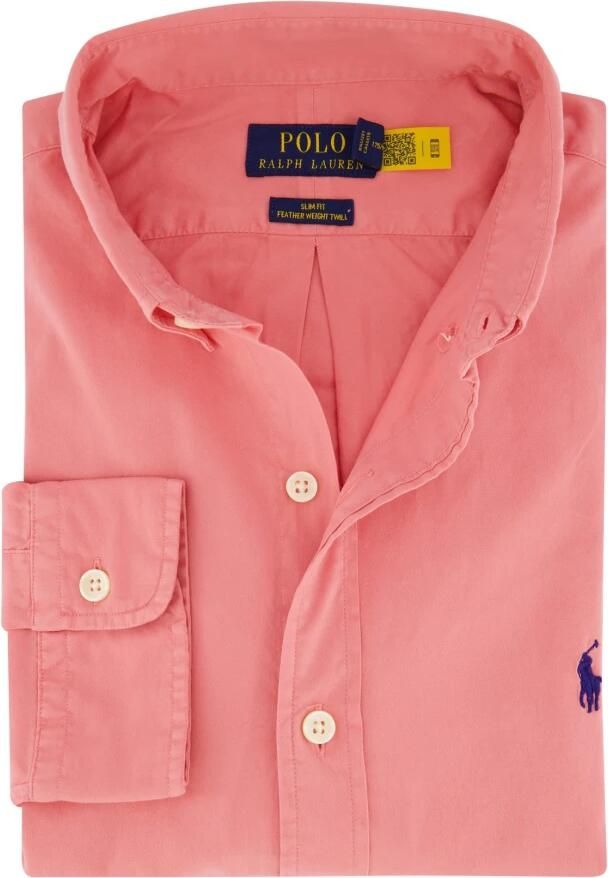 Polo Ralph Lauren Slim Fit Roze Overhemd met Pony Borduursel Pink Heren - Foto 3