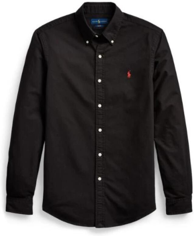 Ralph Lauren Zwarte Polo Shirt met Klassieke Kraag en Knoopsluiting Black Heren - Foto 4