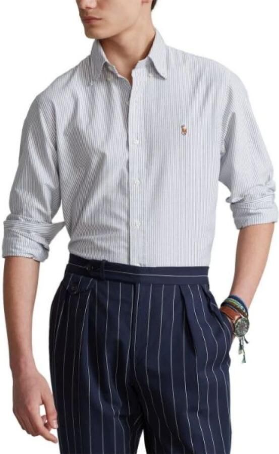 Ralph Lauren Slim Fit Blauw Wit Gestreept Oxford Overhemd voor Heren Blauw Heren - Foto 6
