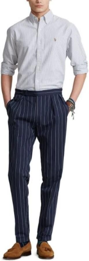Ralph Lauren Slim Fit Blauw Wit Gestreept Oxford Overhemd voor Heren Blauw Heren - Foto 11
