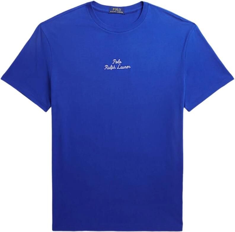 Polo Ralph Lauren Logo Geborduurde Katoenen T-shirts en Polos Blue Heren
