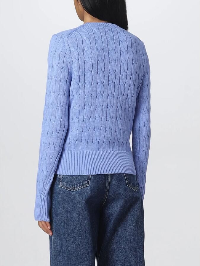 Polo Ralph Lauren Katoenen kabelgebreide cardigan met ronde hals Blue Dames