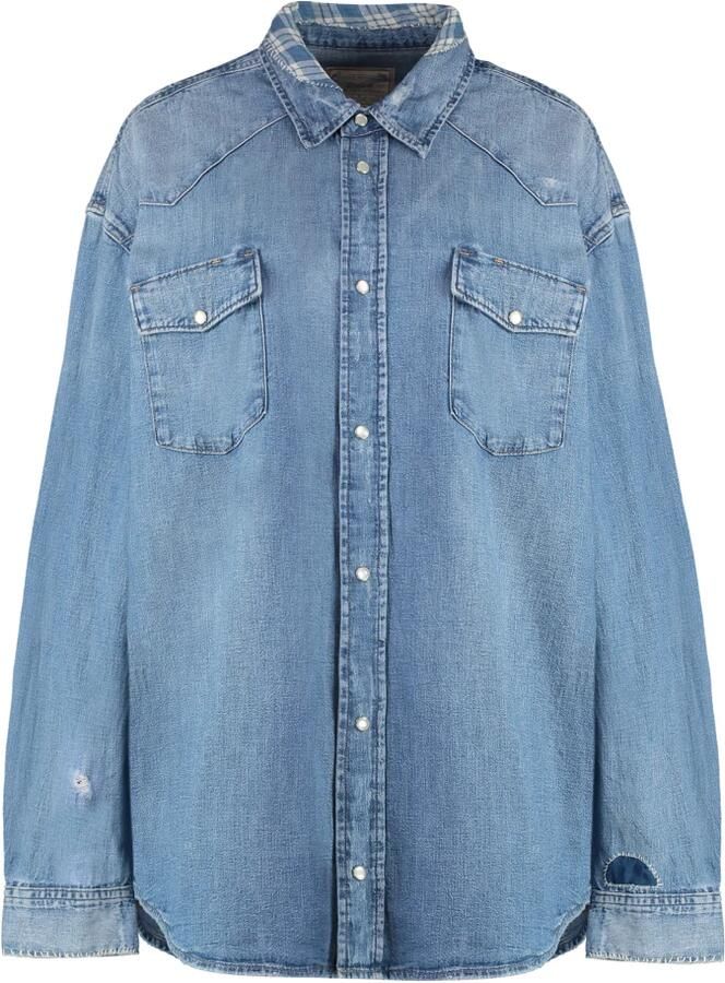 Polo Ralph Lauren Denim Oversized Shirt met Zakken Blue Dames - Foto 3