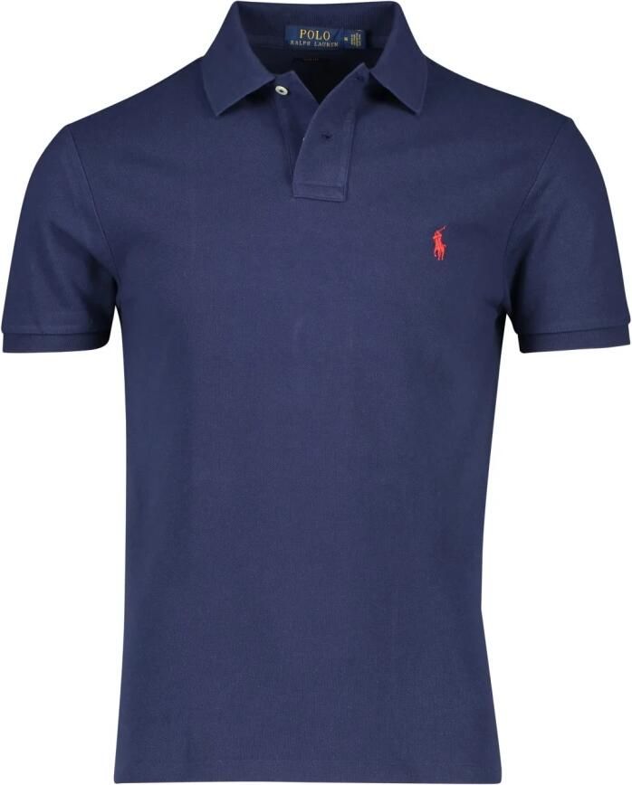 Ralph Lauren Klassieke Donkerblauwe Katoenen Polo met Rood Logo Borduurwerk Blauw Heren - Foto 3