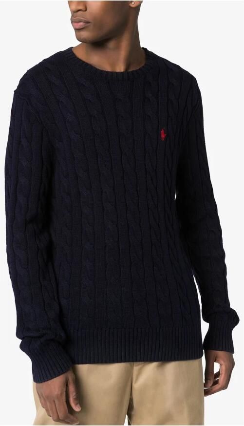 Polo Ralph Lauren Hunteravy Katoenen Trui met Geborduurd Pony Black Heren - Foto 4